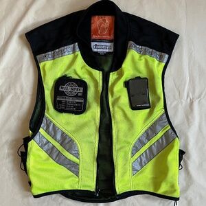 Icon Motosports Reflective Mil-Spec Mesh Hi-Viz Yellow Motorcycle Safety Vest